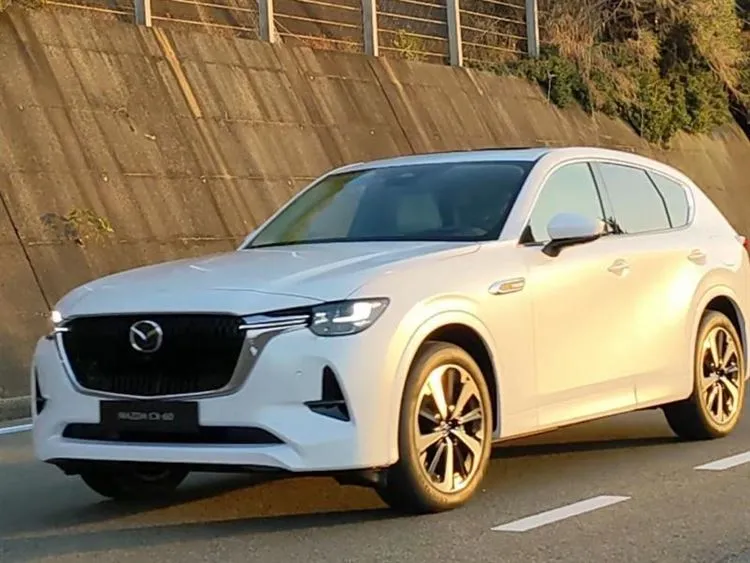 Mazda CX-60: mid-size crossover with a long hood drove on camera
