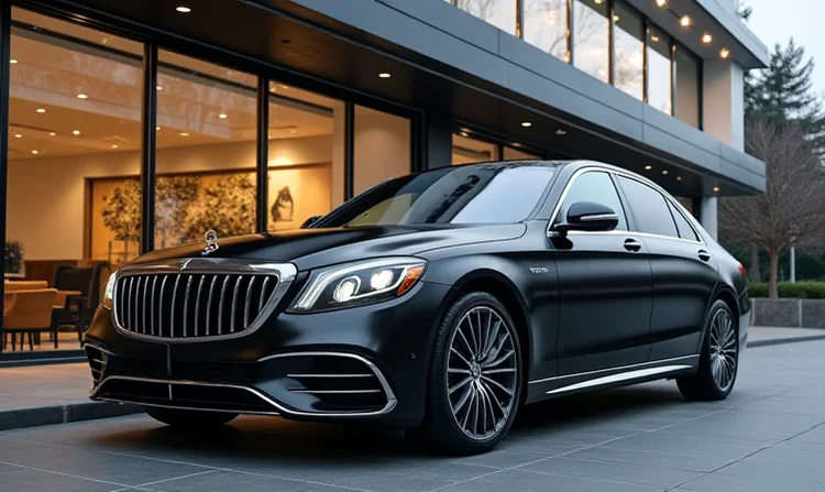 Premium-Limousine vor der Kulisse des Business Centers