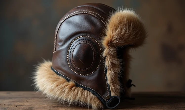 Fliegermütze aus echtem Leder und Fell