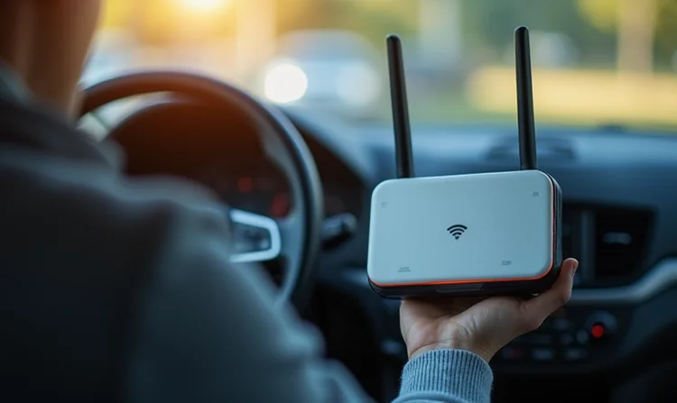 Tragbarer WLAN-Router im Auto