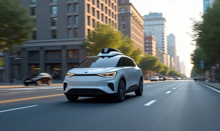 Autonomes Auto auf einer Stadtstraße